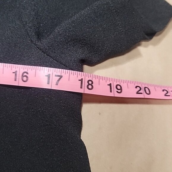 Lush Size XS Black "All In Favor" Crepe Shift Dress, V-Neck, Rounded Hem - Picture 10 of 15